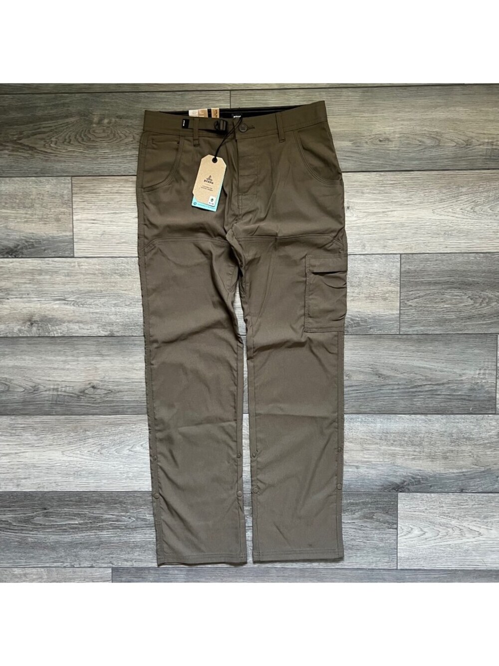 prAna Men's 30x32 Stretch Zion Pants II Cargo Straight Leg Mud Brown NEW NWT